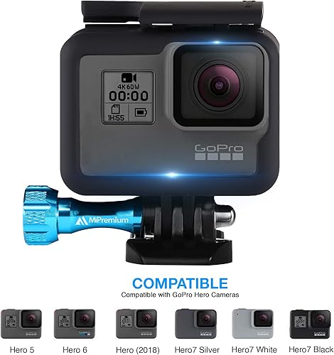 Miniatura 4 de MiPremium Carcasa para GoPro Hero 7 6 y 5, color negro, plateado y blanco. Kit de accesorios de jaula con tornillo de aluminio y hebilla de