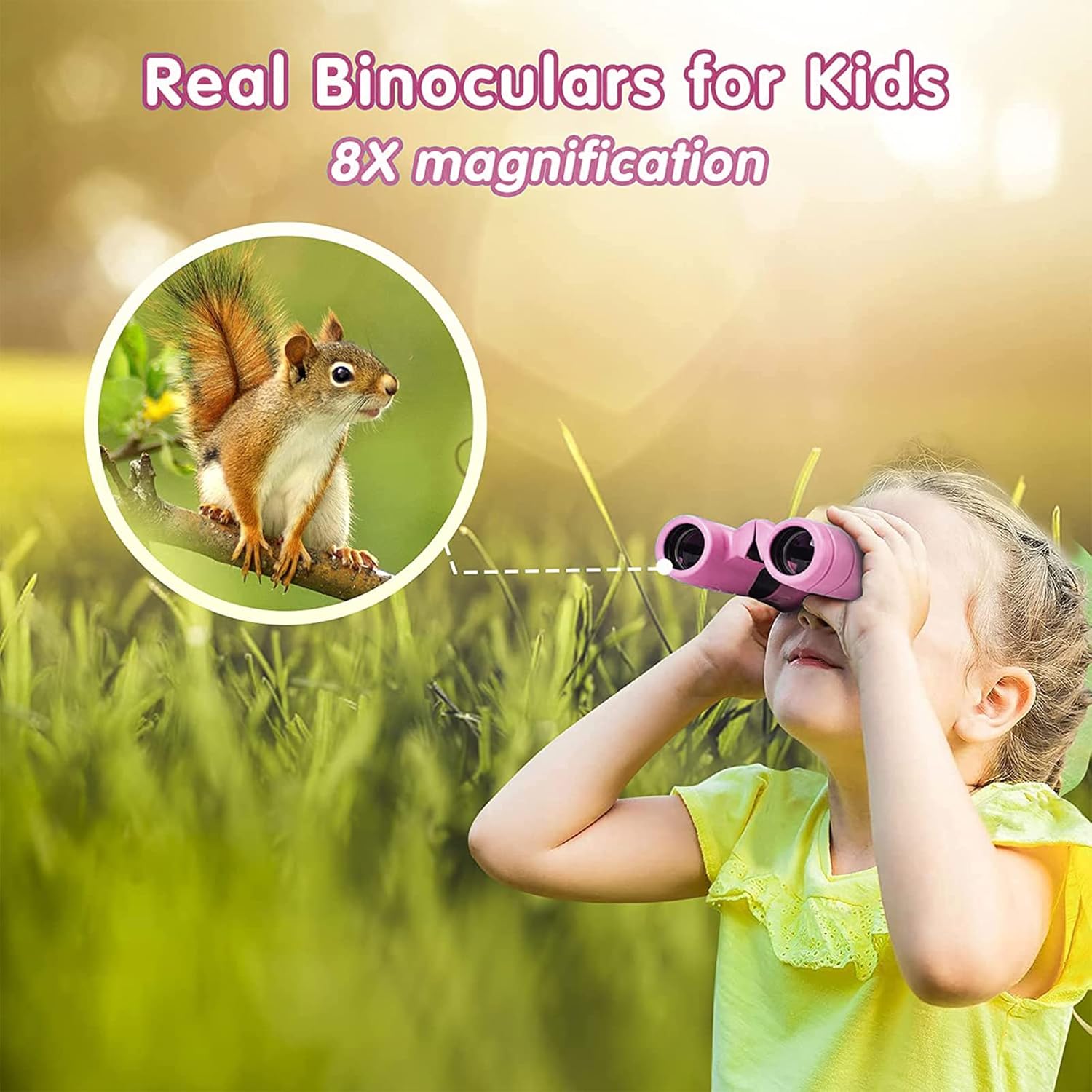 Binoculars for Kids,Compact Kids Binoculars 8x21 High-Resolution for Bird Watching, Camping, Exploration, Hiking, Hunting, Sports Events and Safari Park Gifts for 3-12 Year Boys Girls - Image 3