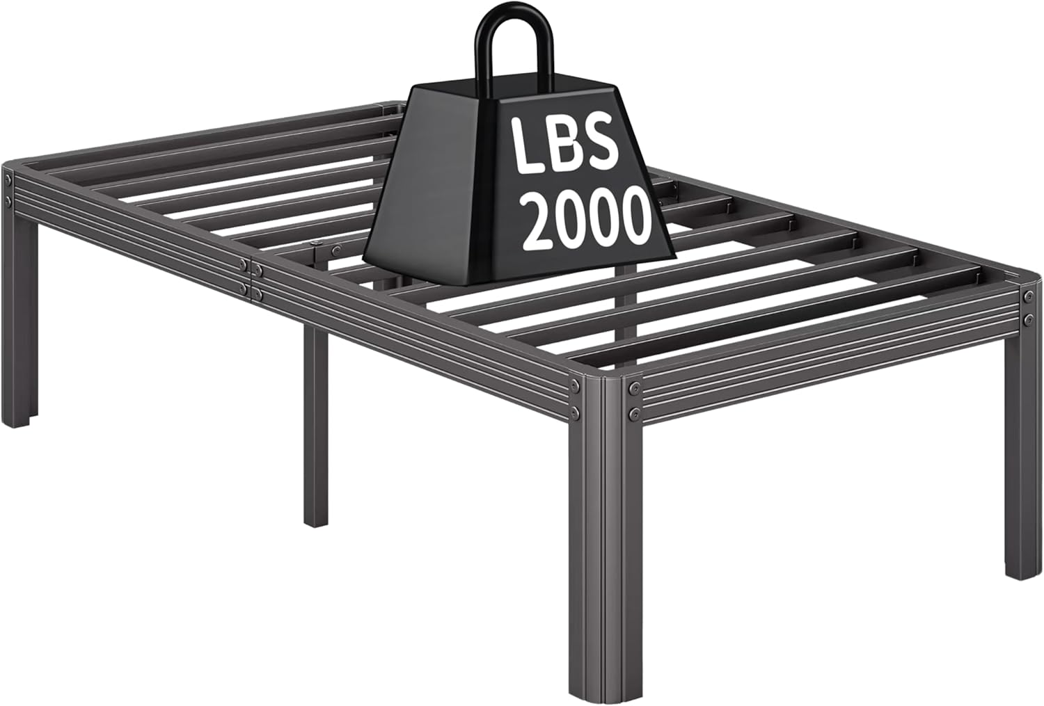Breezehome Twin Bed Frames with Round Corner Leg, 14in High No Box Spring Needed, Heavy Duty Metal Platform Bed Frame, Noise Free, 2000 Pounds Support for Mattress, Black