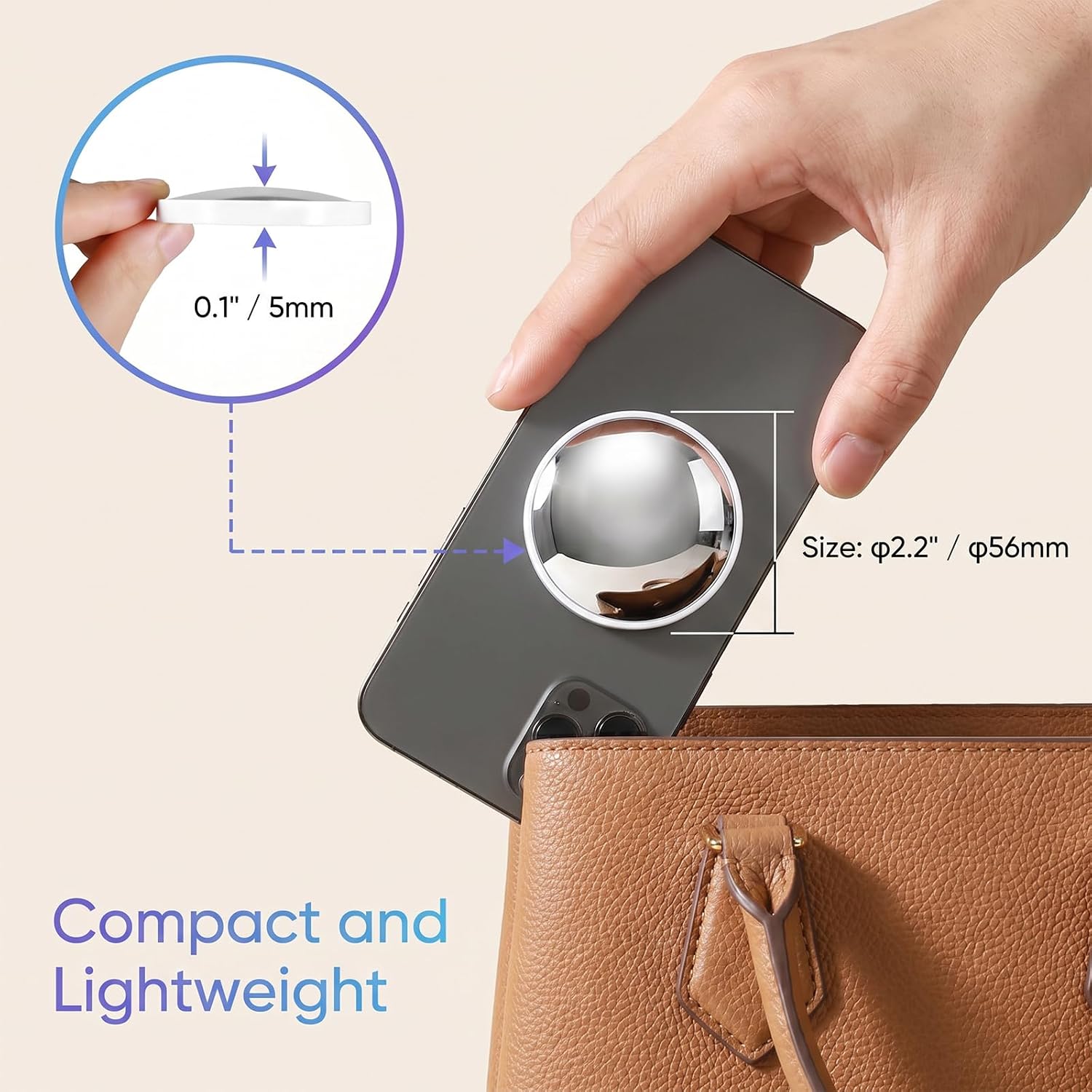 2.2 inch Magnetic Selfie Mirror Slim Phone Convex Mirror for Back Camera for All Phone and Case Wide Angle Selfies Vlogging Streaming