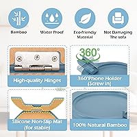 Vista 6 de SINWANT Mesa de reposabrazos de sofá, con clip de bambú con soporte para teléfono de 360, bandeja plegable para sofá para comer y beber, bandeja