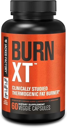 Fat Burner – Jacked Factory Burn-XT Acetyl L-Carnitine, Green Tea Extract and More – 60 Natural Diet Pills