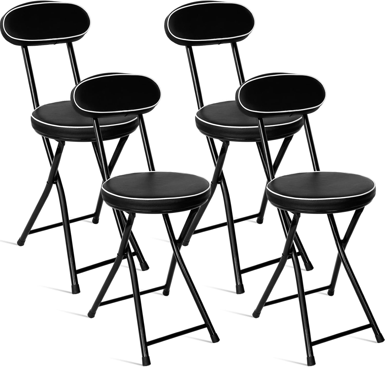 Beeveer 4 Pcs Cushioned Padded Folding Stool with Back
