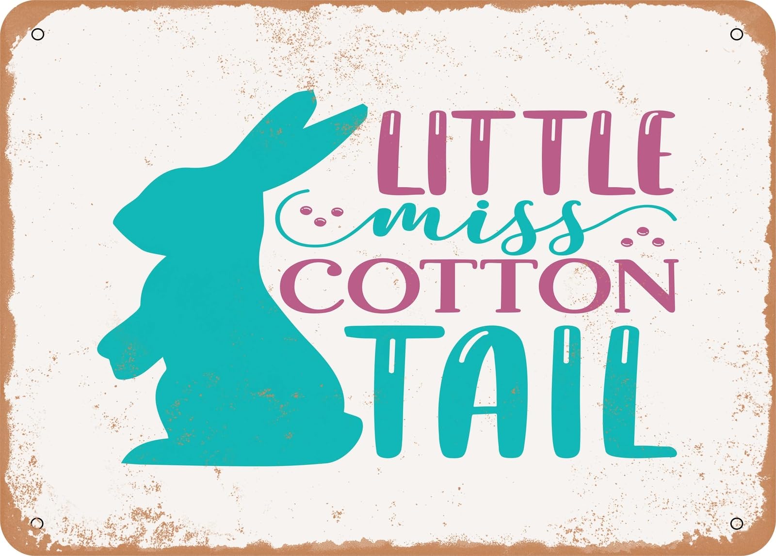 Miaomansenstore Metal Sign - Little Miss Cotton Tail - Vintage Rusty Look Sign Home Decor