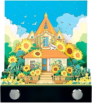 Toutrop 3D Carving Sticky Notes Message, Memo Pad Desktop Sticky Notepad, Fantasy Castle Notepad Handmade DIY Creative Gift,Sunflower Castle