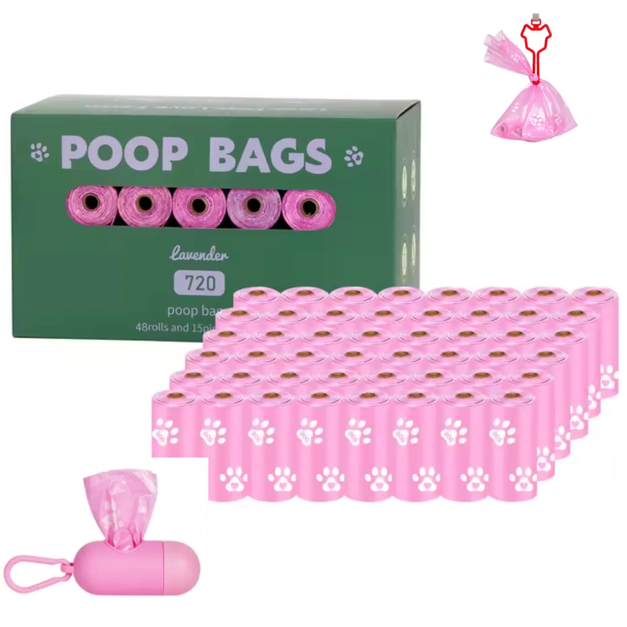 720 Count Compostable Lavender Scented Dog Poop Bags | Biodegradable, Extra Thick, Leak-Proof & Eco-Friendly | Free Dispenser Included | Vet-Approved for Dogs and Cats.