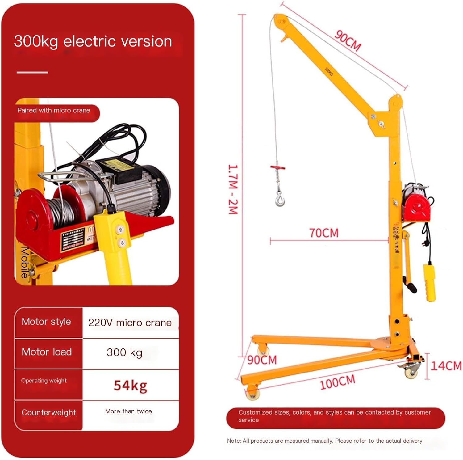 Hand-cranked Portable Mini Crane, Manual Lifting Hoist for Home Use, Easy Transport and Storage