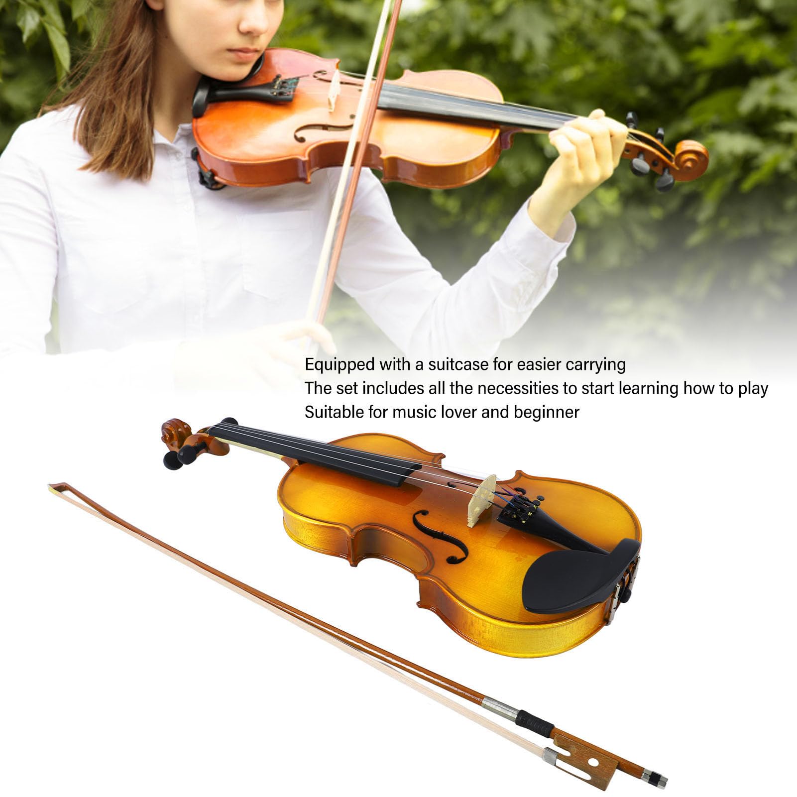 Violino 4/4 Legno Kit per Principianti-Violino per Principianti 4/4 Violino per Adulti Violino Set di Violino per Practice & Performance