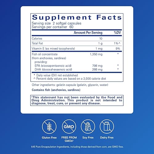 Miniatura 2 de Pure Encapsulations EPA Ultimate - Concentrado de aceite de pescado EPA supercrítico ecológico extraído con CO2 - 120 cápsulas de cápsula blanda