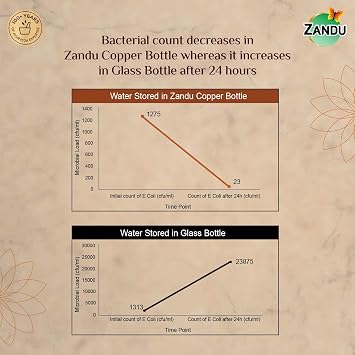 Zandu Copper Bottle (950ml): 100% Pure Copper |BPA Free Water Bottle | Copper Infused Water | Leak Proof | Office Bottle | Ayurveda Inspired
