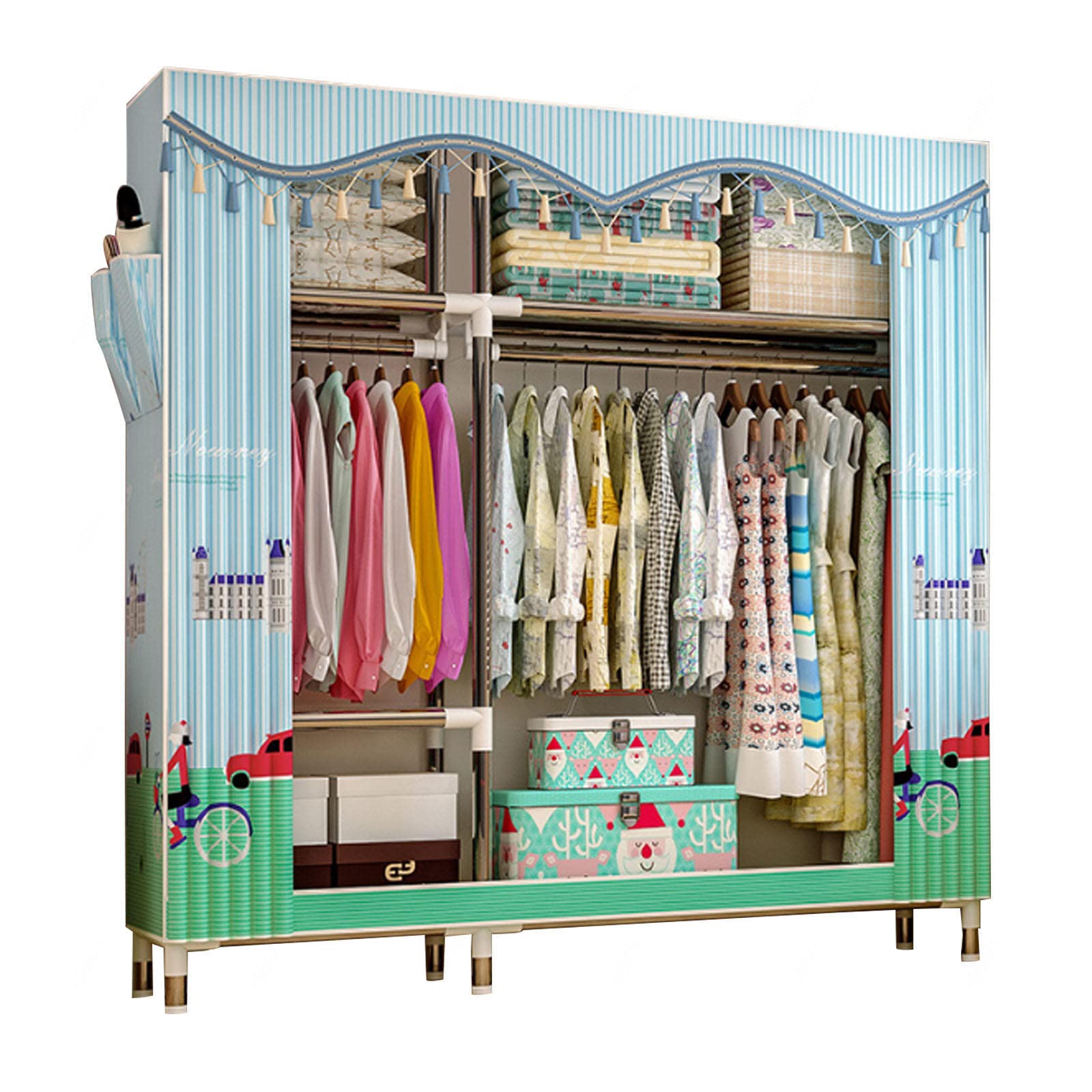 Armoire en toile 126cm avec penderie et housse en tissu pour chambre