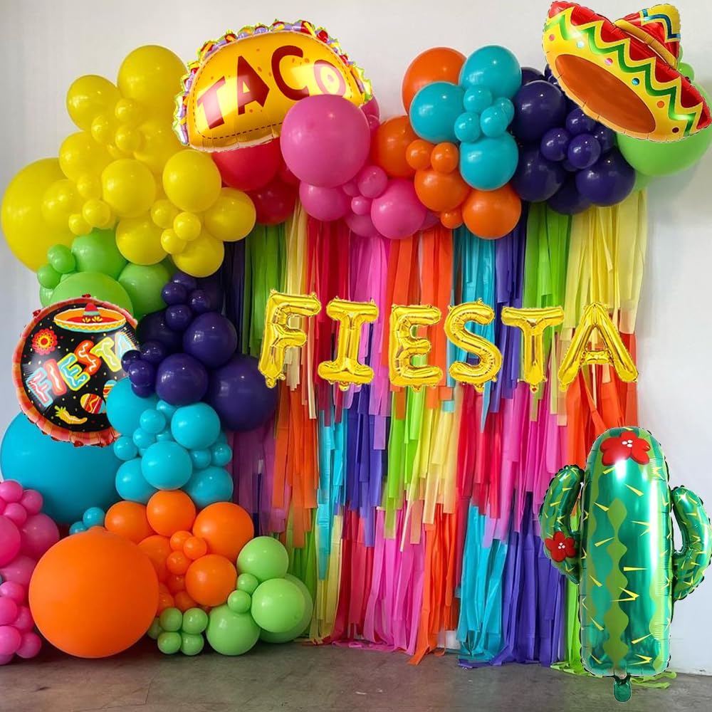 Mexican Fiesta Balloon Party Decorations 132pcs Fiesta