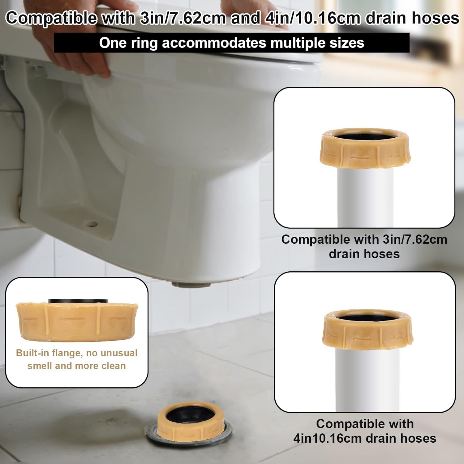 11pcs Extra Thick Toilet Wax Ring Replacement Kit, Toilet Wax Ring with Bolts Washers Nuts Bolt Heads & Gaskets for Fitting 3in/7.62cm & 4in/10.16cm Drain Hoses