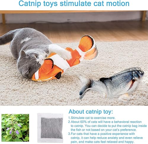 Miniatura 3 de Juguetes interactivos para gatos que flotan peces con hierba gatera, juguetes para gatos en movimiento para gatos de interior, paquete de 2, juguete