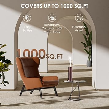 Waterless Essential Oil Diffuser,Oil Diffuser,Aromatherapy Diffusers,Scent Diffusers for Home,Large Room, Hotel Scent Diffuser, 1000sq.ft, Aroma Diffusers (Dark Purple)
