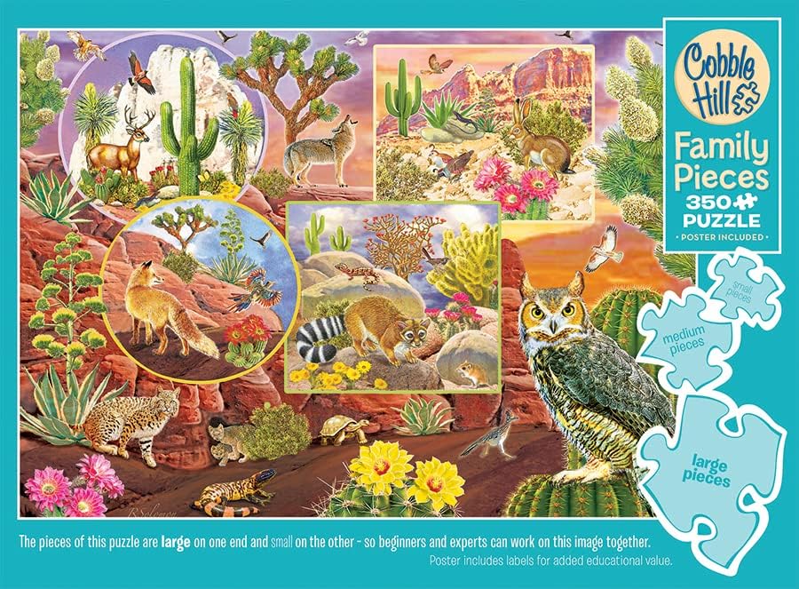 Miniatura 5 de Cobble Hill Family Piece's 350 Puzzle – Desert Magic – Póster de muestra incluido