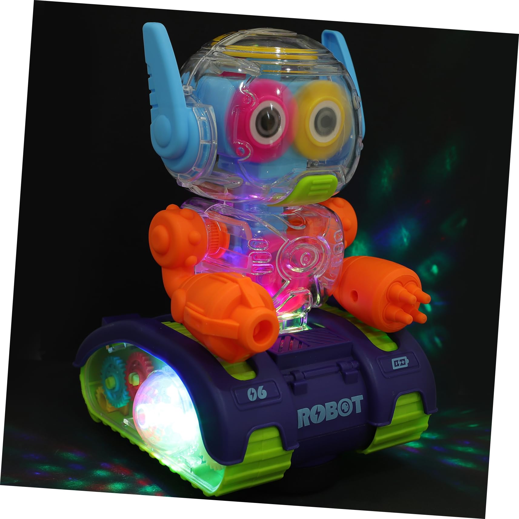 Toddmomy Lighting Music Robot for Transparent Gear Walking Robot with and Lights Engaging Educational Plaything for Random Color