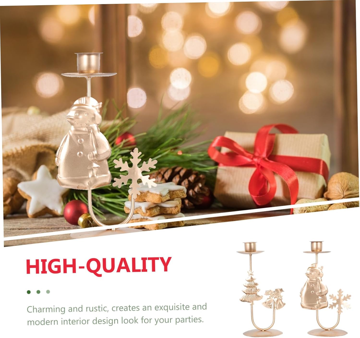 Ciieeo 2pcs Creative Iron Candle Stand for Christmas Table Decoration Vintage Christmas Tree Snowman Candle Holders for Holiday Centerpiece and Festive Home Decor