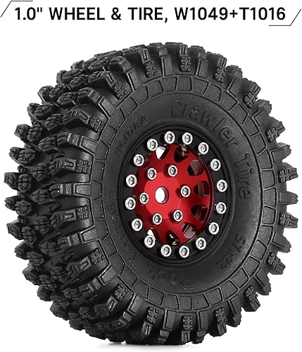 Miniatura 8 de INJORA 1.0 Beadlock Wheel S5 - Neumáticos adhesivos súper suaves para TRX4M Axial AX24 SCX24 FCX24 Enduro24 Enduro24 Upgrade, 2.244 x 0.866 in