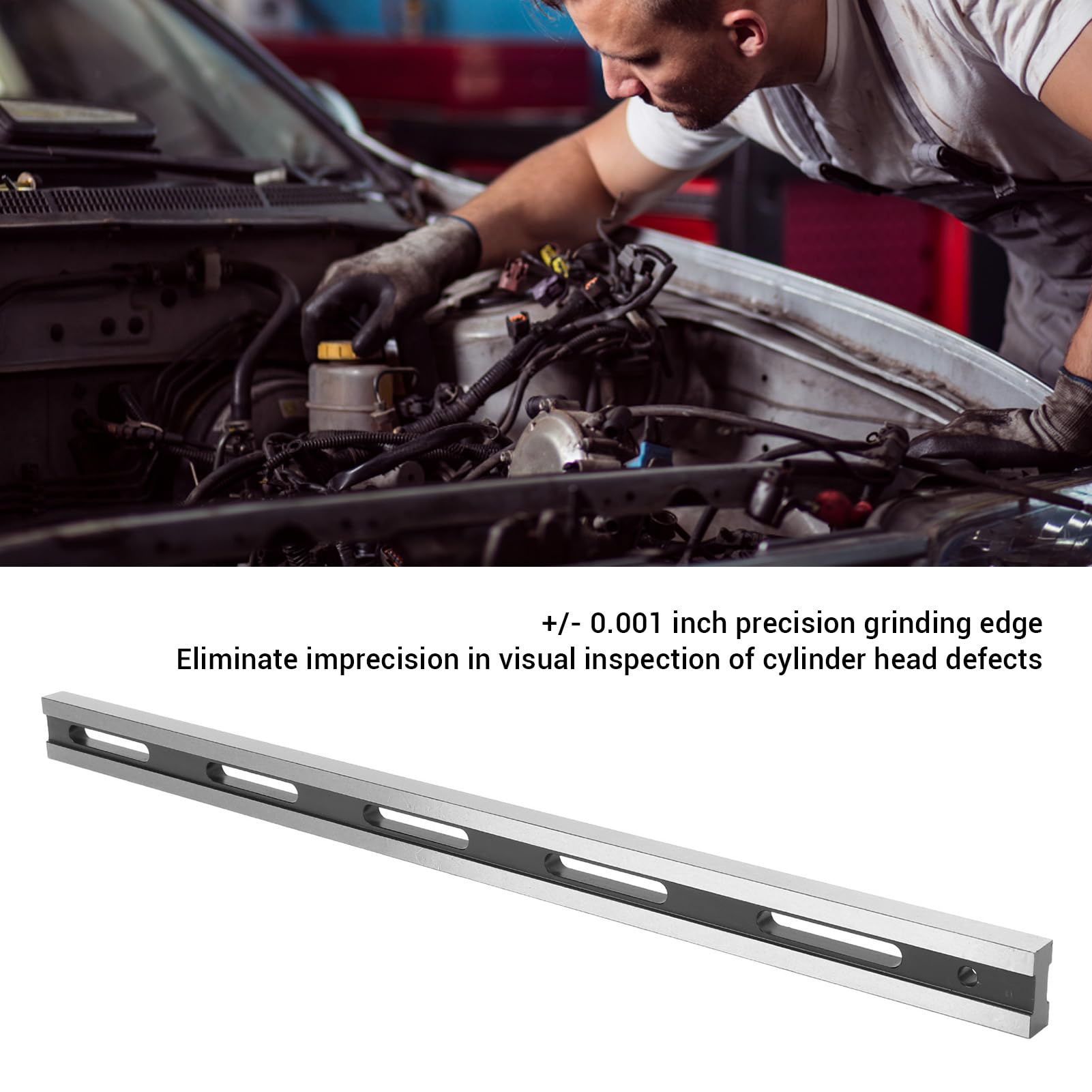 Richtlatte, Präzisions-Stahl-Richtlatte, Abziehlatte Richtscheit, Cylinder Head Straight Edge Tool für Zylinderkopf und Motorblock prüfen