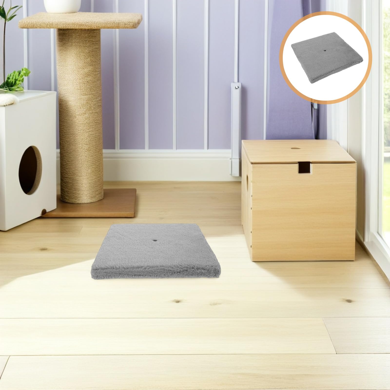 Yardwe Base de Poste Rascador para Gatos Diseño Seguro y Estabilidad Mejorada, Plataforma de Felpa y Tablero de Partículas para Uso Interior y Proyectos DIY