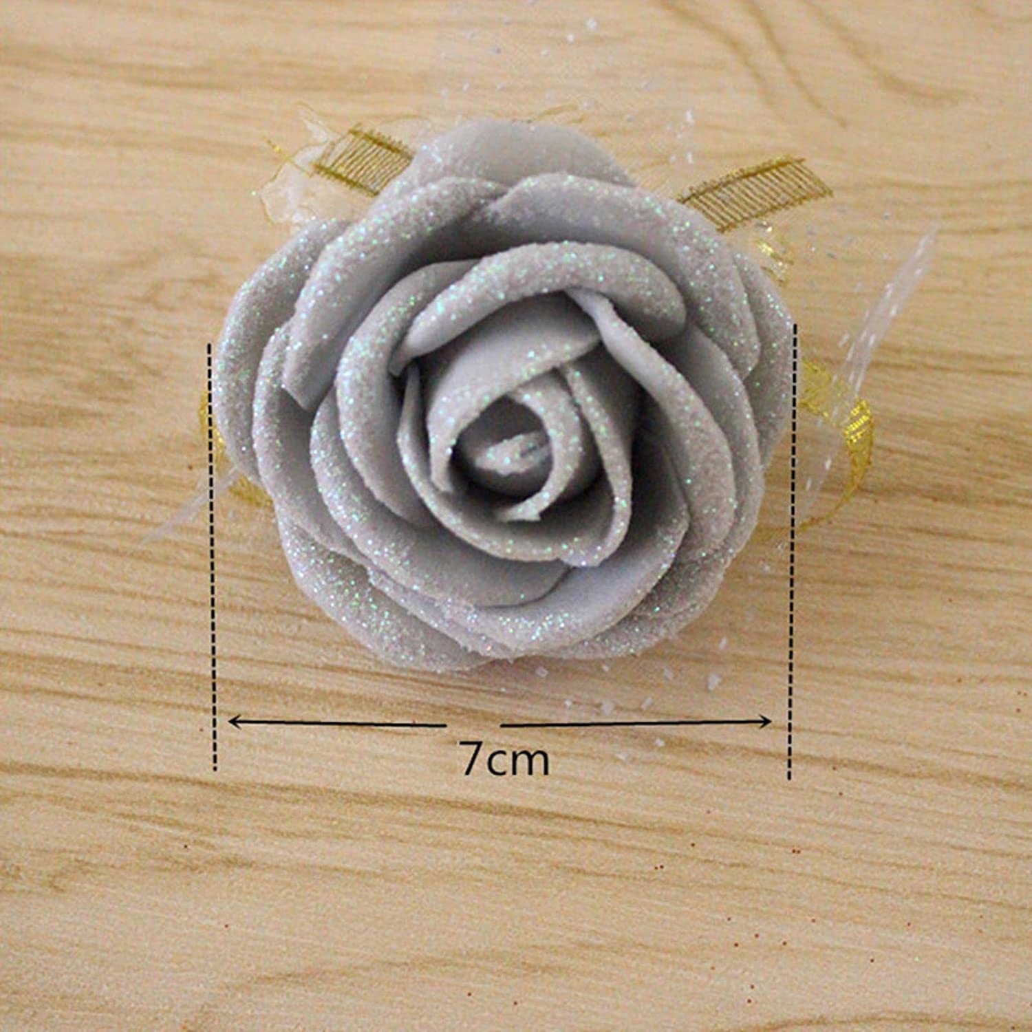 Fiori da Polso per Matrimoni, 1PC Schiuma Rosa Damigella d'Onore Polso Corsage Braccialetto Festa di Nozze Fiore Nuziale Nastro Polso(Style 15)