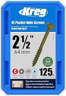 Kreg Protec-Kote Pocket Screws - SML-C2X250-125, 125 Count, 2-1/2-Inch