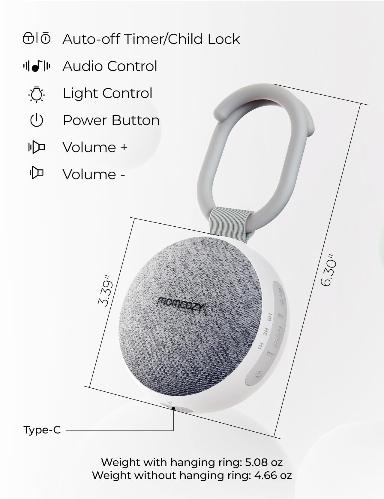 Momcozy White Noise Machine Szary