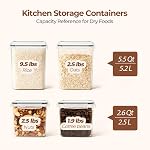 ComSaf Flour Storage Containers Set of 3 (5.2L/5.5Qt) (2.5L/2.6Qt*2), Large Airtight Food Storage Containers with Lids, Plastic Canisters Sets for Kitchen, Pantry Organizers for Rice Cereal and Baking