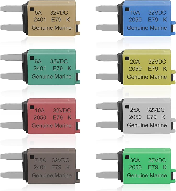 ATM Manual Resettable Fuse Low Profile Mini Blade Fuses 5A 6A 7.5A 10A 15A 20A 25A 30A Amp Automotive Circuit Breaker Fuses Reset Fuses Assortment Kit Boat Marine RV Car Truc DC 12V 28 Volts