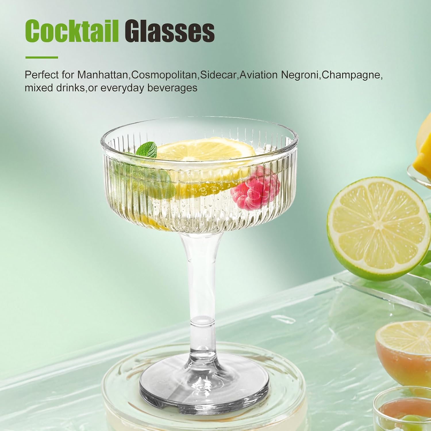 12pcs Detachable Martini Glasses Set, Shatterproof & Portable, Translucent with Gold Rim for Party, Wedding & Outdoor (Transparent)