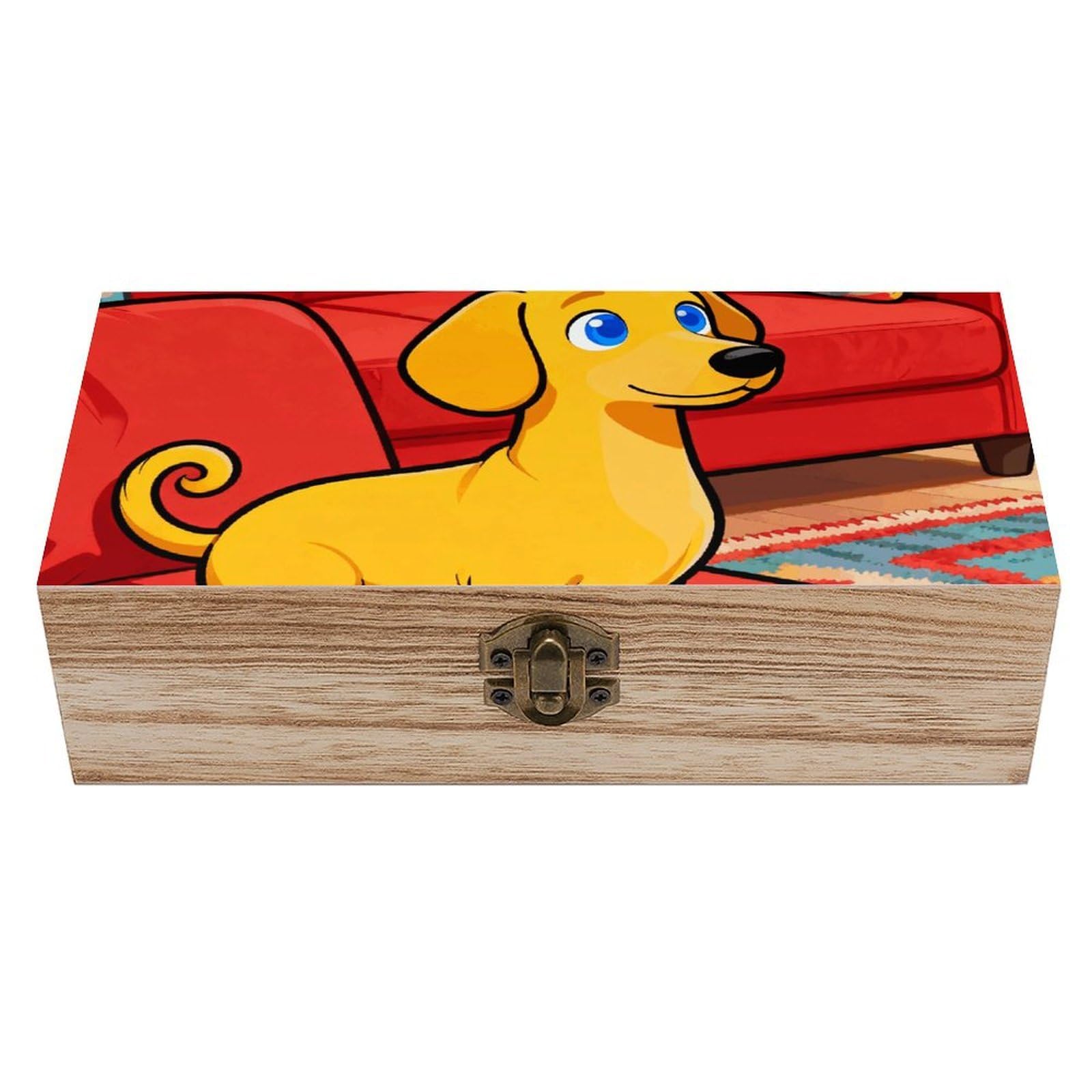 LZQPOEAS Dachshund Wooden Storage Box Small Decorative Box with Hinged Lid Handmade Elegant Keepsake Storage Box for Jewelry, Photos, Trinkets, Letter Gifts, Small Heirlooms