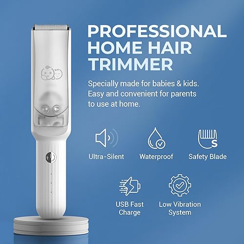 Miniatura 3 de Juego de cortapelos para bebé, recortador de pelo ultra silencioso con aspiradora para bebés, niños pequeños y niños, cortador de pelo inalámbrico