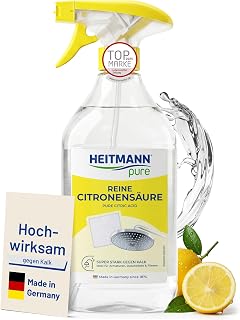 HEITMANN pure Pure Citric Acid, 500 ml, Effective Limescale Remover in Kitchen and Bathroom, 100% Natural Citric Acid, Ideal Descaler Coffee Machine, Kettle & Washing Machine 500 fluid ounces (pack of 1)