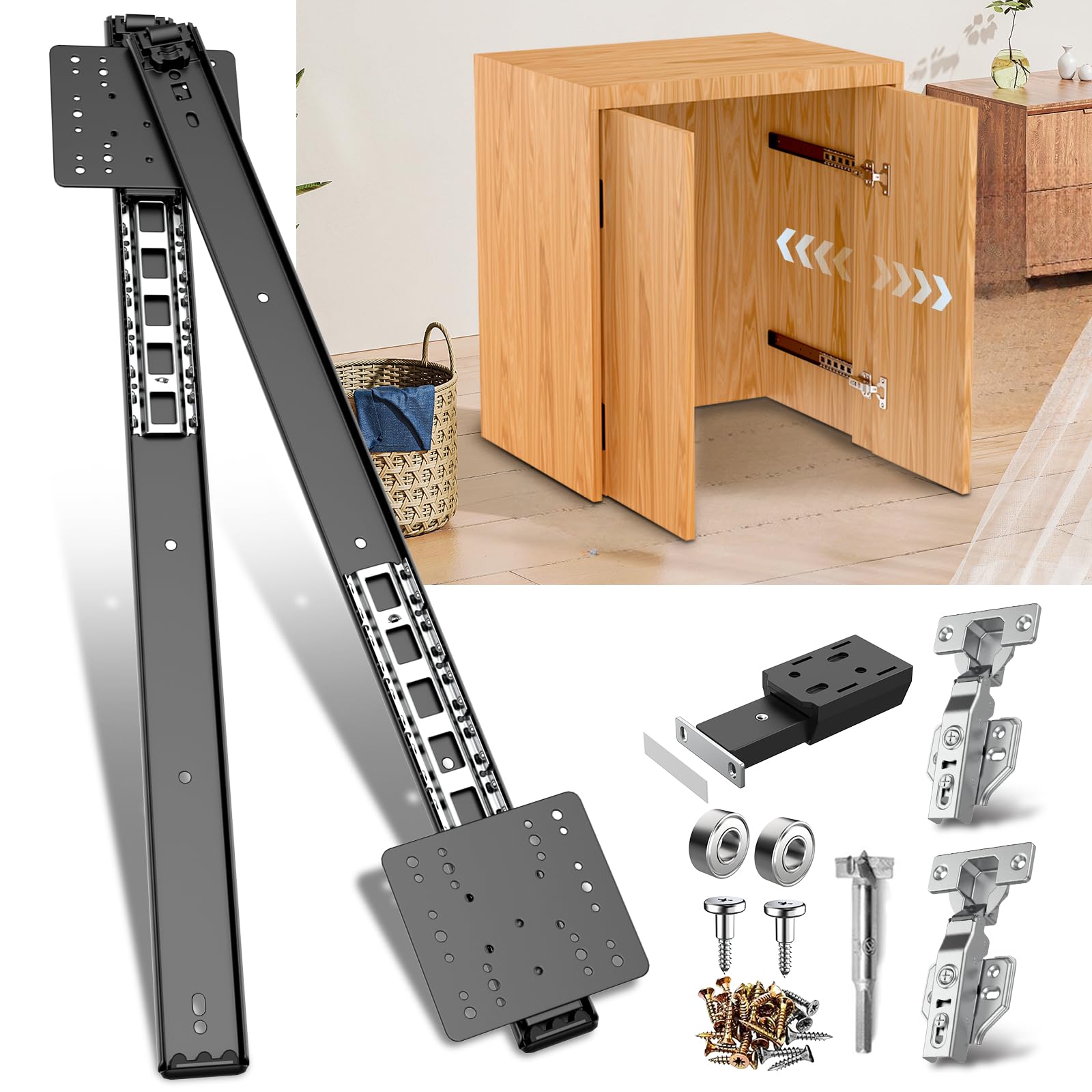 Pocket Door Slide, Cabinet Pocket Door Slide, Pivot Door Slide Hardware Inset,Cabinet Pocket Door Hardware Kit Fit for Inset Door, Cabinet Door (20 Inch, Piece, 2)