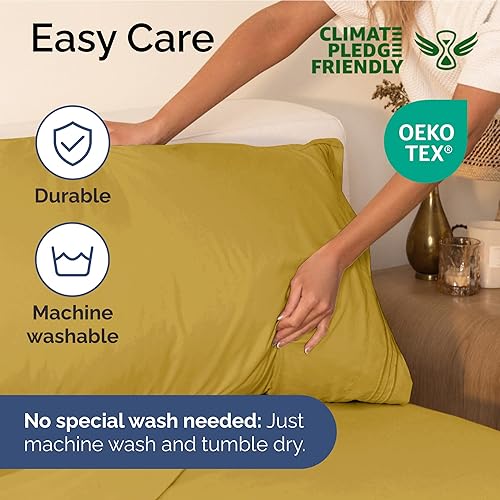 Vista 71 de Juego de sábanas de 4 piezas tamaño king, extrasuaves, transpirables y refrescantes con esquinas profundas, sábanas de fácil ajuste y sin arrugas