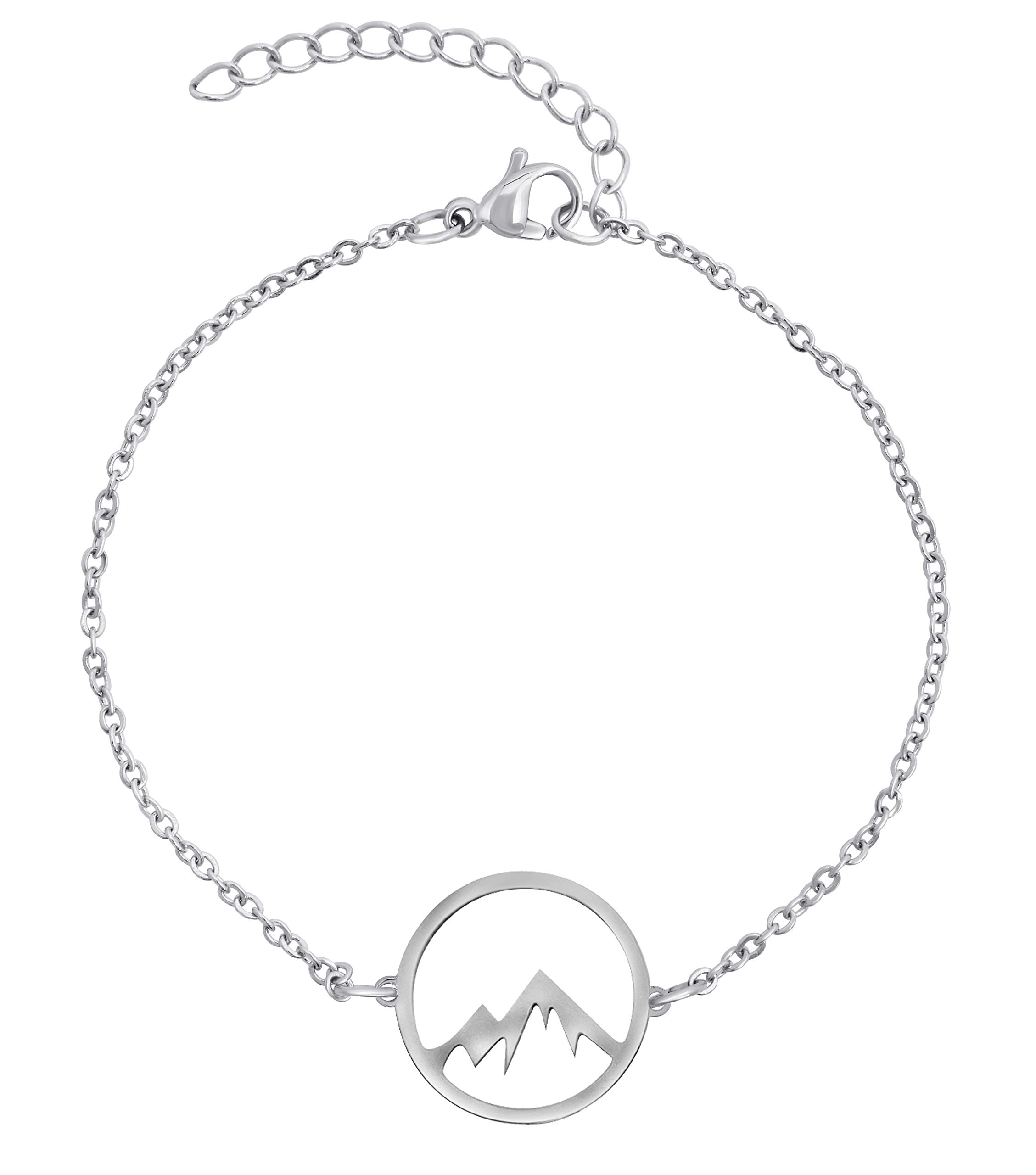 Nuoli Bracciale Uomo/donna Con Montagna – Regolabile 14-20 Cm – Ciondolo In Acciaio Oro Rosa – Fatto A Mano In Germania