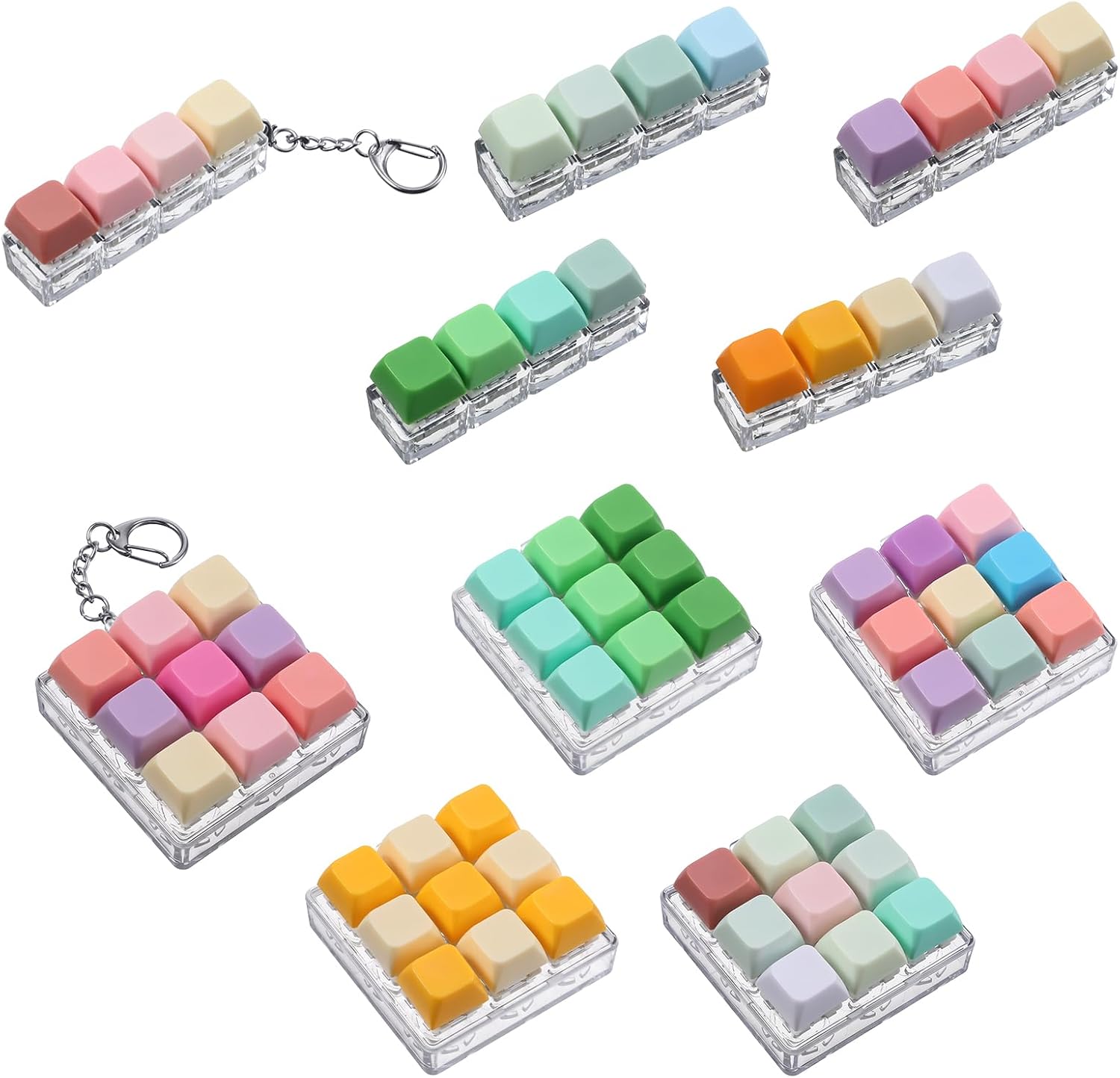 Qianyu 10 Pcs Keyboard Fidget Clicker Fidget Noisy Keyboard Keychain Sensory Finger Fidgets Loud Button Clicker for Adults Office to Relief and Pass Time