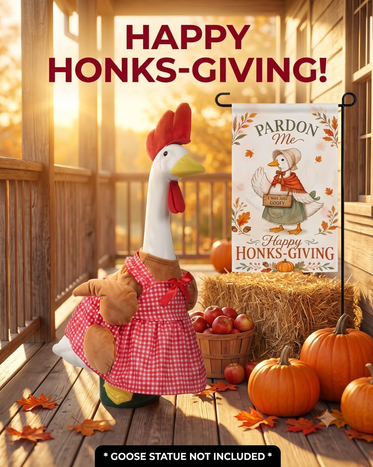 Turkey Porch Goose Fall Outfits Thanksgiving Costume Fits 23" Statue image 5