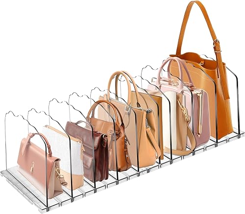 Miniatura 10 de VERONLY Purse Organizer for Closet, 5 Layers Clear Shelf Dividers, Adjustable Purse Bag Divider for Closet Organizer, Handbag Organizers,