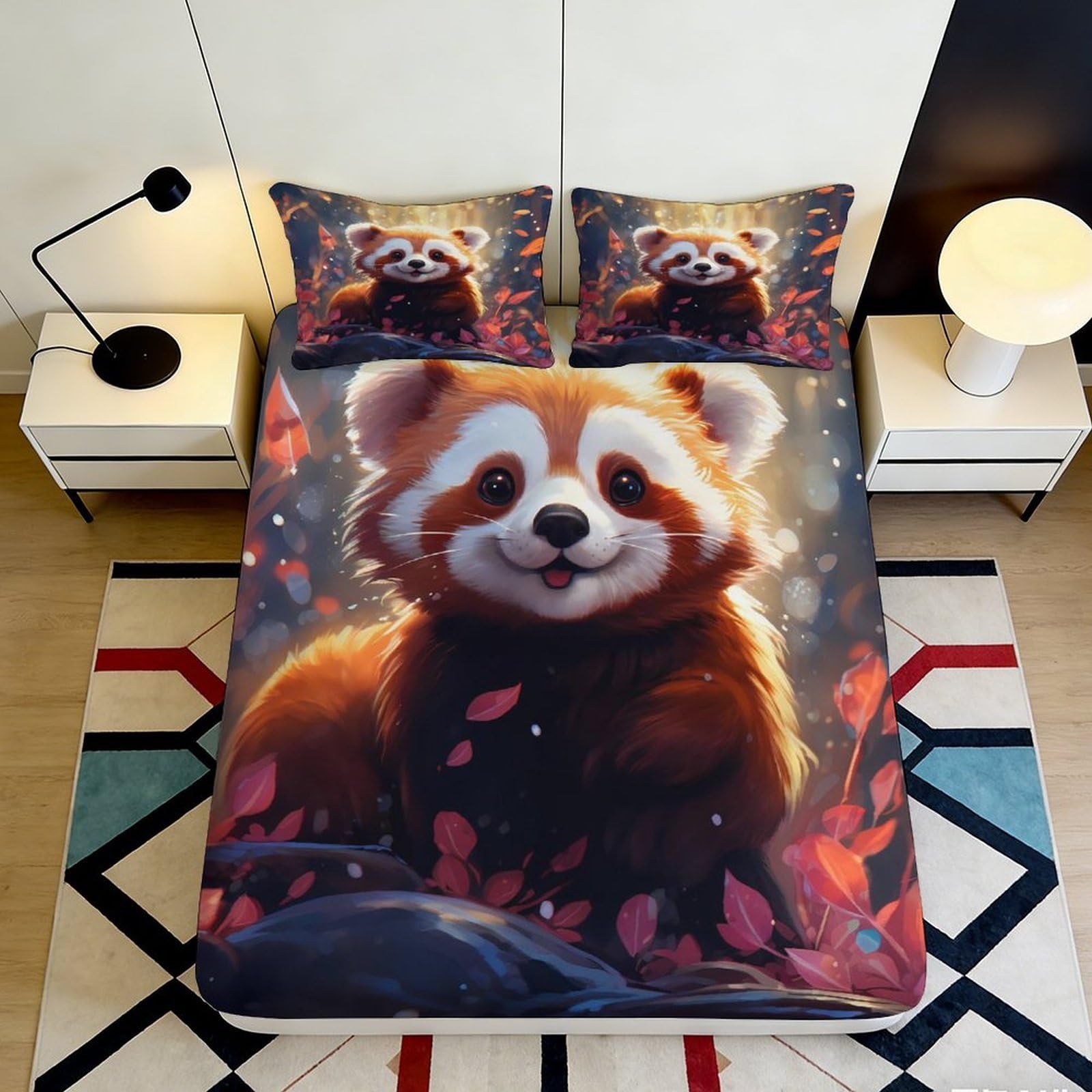 3D Printed Forest Squirrel Fitted Sheet Microfiber Deep Pocket Non-Slip Bedding Adult Mattress Fitted Cover Washable 200x200x25cm