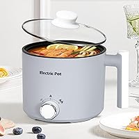 KERZION 1.5L Electric Hot Pot Mini Ramen Cooker Dual Power Overheat Boil-Dry Protection Dorm Travel Grey
