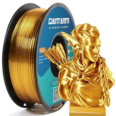 GIANTARM 3D Printer Filament, Silk Gold Pla Filament, 1Kg(2.2lbs) Spool, 1.75mm Dimension Accuracy +/- 0.03mm, 3D Printing Filament