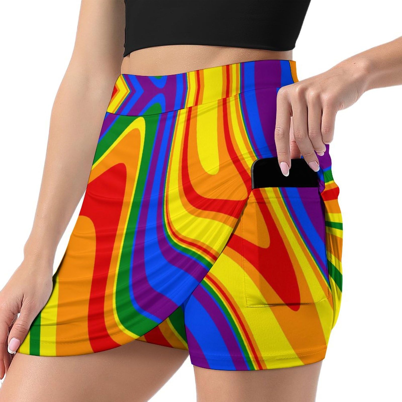peiyeety LGBTQ Pride Month Rainbow Gay Women's Skort High Waisted Athletic Skirt