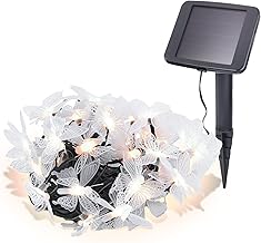 Esotec 102183 Solar Butterfly Decorative Fairy Lights, 9 m, 30 LEDs, Warm White, 2 m Cable, Battery, Solar Module, Ground Spike, Party Fairy Lights, Wedding Decoration, Outdoor, Winter-Proof