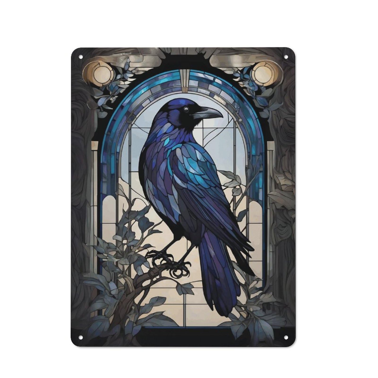 Junmoney Raven Animal Vintage Tin Sign 40X30cm With For Hobby Room Or Studio, For Metal Sign Collectors, For Garage And Workshop Walls