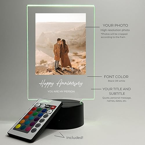 Miniatura 3 de MIRROR MANIA Foto personalizada con cualquier nombre, cualquier imagen, soporte de luz LED, decoración del hogar, regalo para ella, él, aniversario,