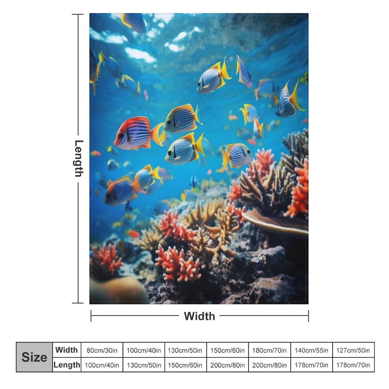 Premium Wohndecke - Bunte Fische Decke Flannel - Extra Weiche TV- Decke Vier Jahreszeiten Wohndecke Dicke Couchdecke Für Bett/Sofa（150×200cm）