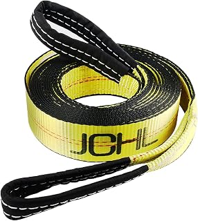 JCHL Heavy Duty Recovery Tow Strap 2x20ft 26,000lb Break Strength - Reinforced Loops & Protective Sleeves for Truck Jeep ATV SUV