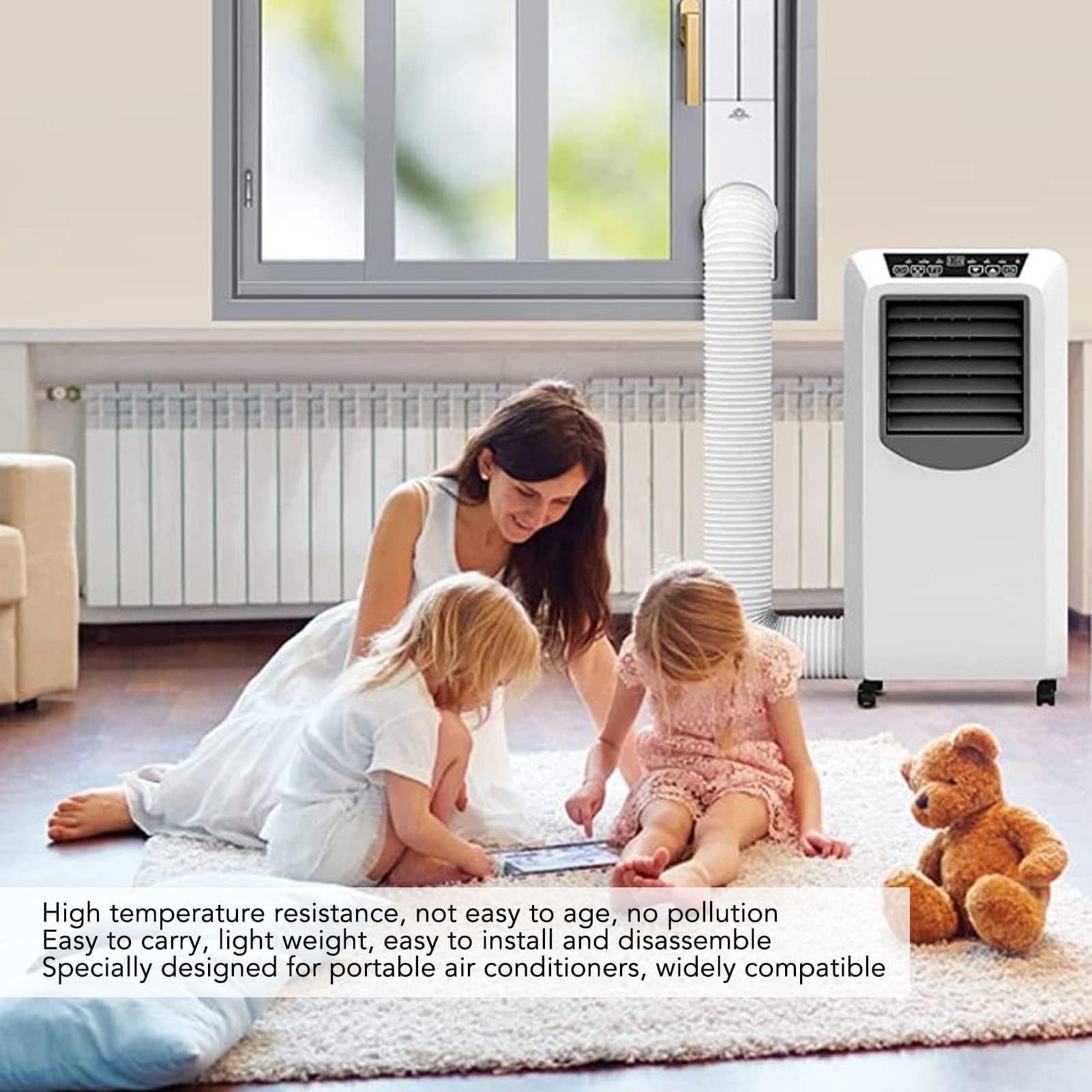 Kit d'évent de fenêtre de climatisation portable Plaque d'étanchéité de fenêtre régulable 16,9 à 55 pouces Convient à la maison et au bureau Plaque d'étanchéité de climatisation, 4 pièces